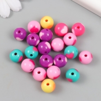 Бусины пластик "Шарик с сердечком" глянец МИКС d=1,2 см набор 20 гр Бусины пластик "Шарик с сердечком" глянец МИКС d=1,2 см набор 20 гр