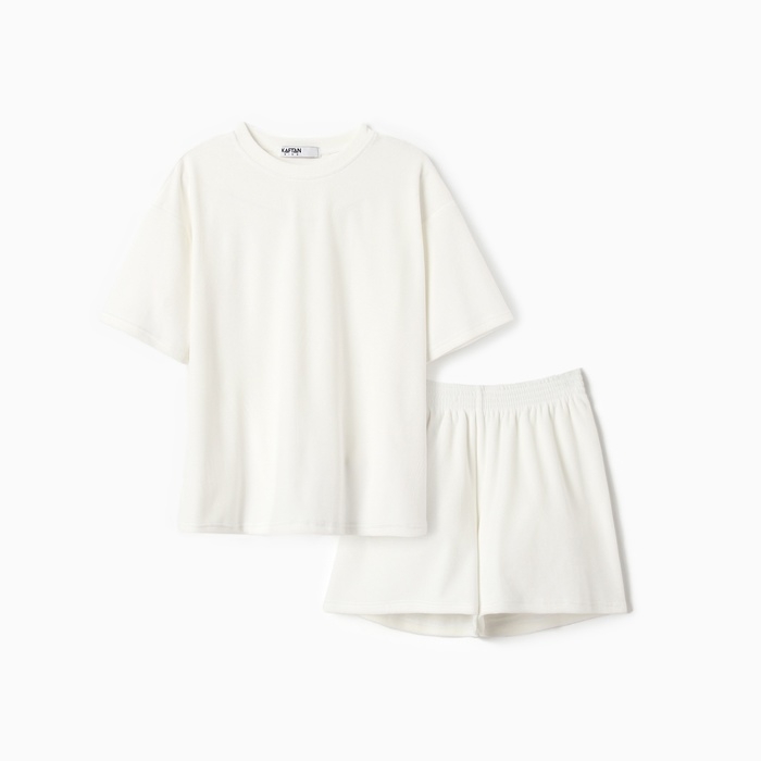 Костюм детский (футболка, шорты) KAFTAN Plushy р.32 (110-116), белый