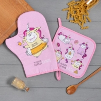 Набор кухонный &laquo;Caticorn&raquo; варежка-прихватка 20х28см, прихватка 19х19см,100% хлопок