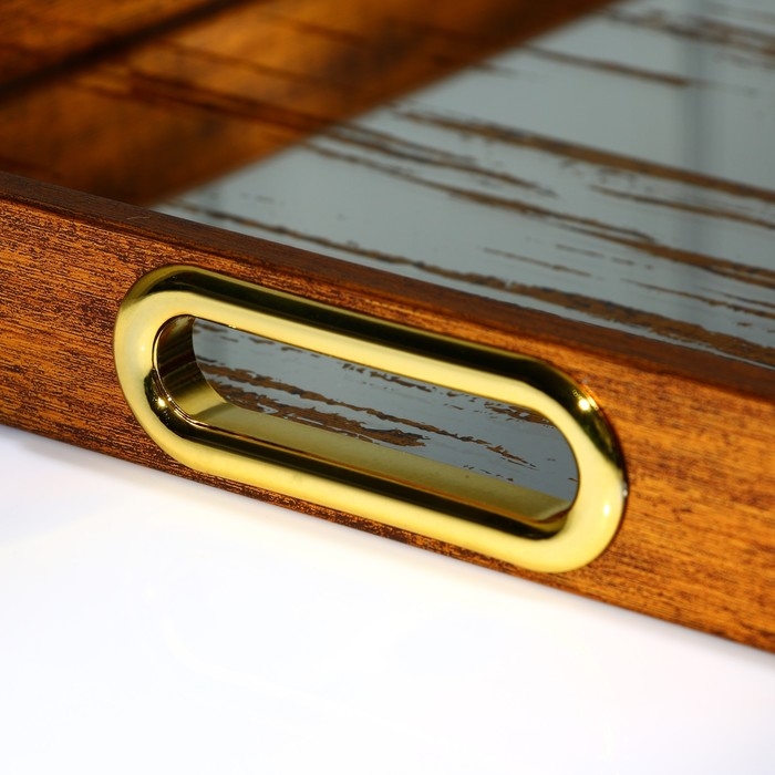 Поднос пластиковый прямоугольный с зеркалом &laquo;Штрихи&raquo;, 34 х 34 х 4,5 см сервировочный