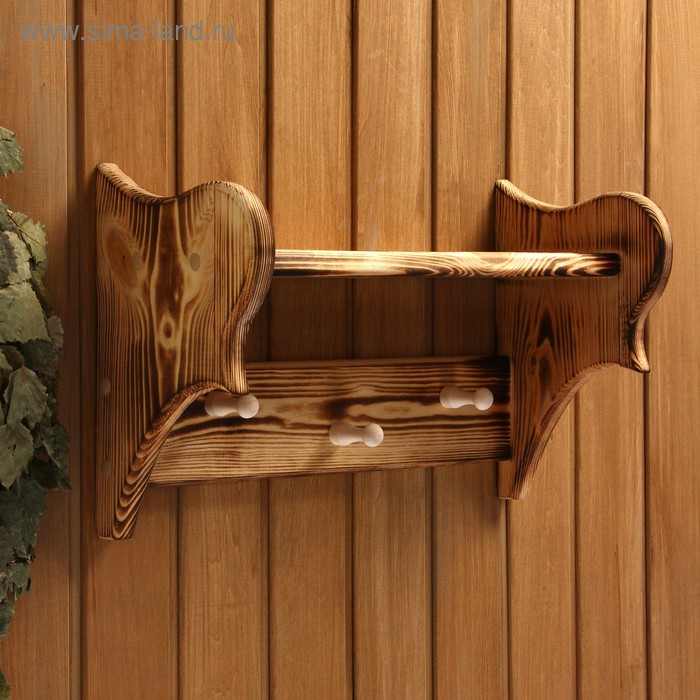 Полка вешалка обожжённая, 3 крючка, 43&times;27&times;17 см