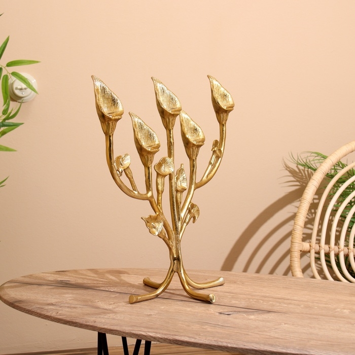 Подсвечник на 5 свечей Подсвечник на 5 свечей "Цветы" алюминий 47х25х46 см