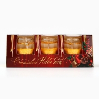 Свечи гелевые новогодние «Счастливого нового года» на Новый год на Новый год, 3 шт, золотые, 2,5 х2,5 х 2,5 см Свечи гелевые новогодние «Счастливого нового года» на Новый год на Новый год, 3 шт, золотые, 2,5 х2,5 х 2,5 см