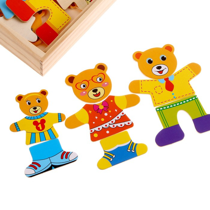 Игрушка развивающая &laquo;Переодень мишку&raquo; 3,5 &times; 26,5 &times; 13,5 см, 54 детали