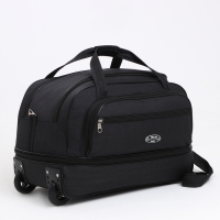 Сумка дорожная на колёсах, отдел на молнии, с увеличением, наружный карман, цвет чёрный Сумка дорожная на колёсах, отдел на молнии, с увеличением, наружный карман, цвет чёрный