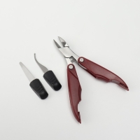 Кусачки педикюрные, 3 в 1, с лазерной пилочкой, изогнутое лезвие, складные, 8,7 см, длина лезвия - 18 мм, цвет бордовый