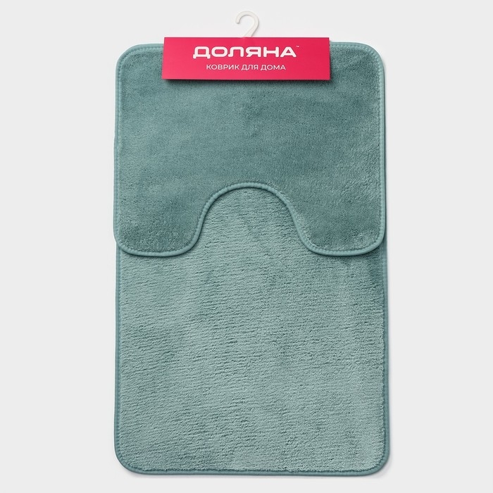 Коврики для ванной и туалета Доляна &laquo;Софт&raquo;, 2 шт: 40&times;50 см, 50&times;80 см, цвет бирюзовый