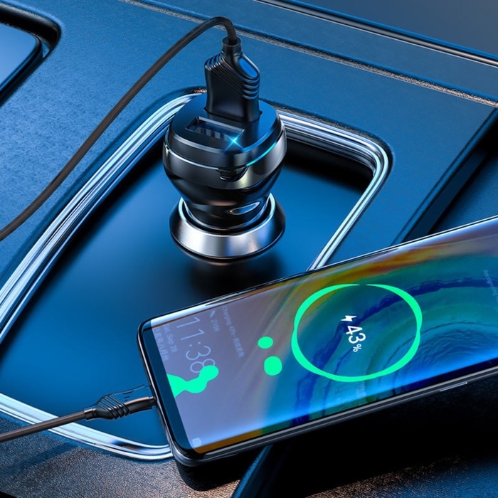 Автомобильное зарядное устройство Hoco Z40, 2 USB, 2.4 А, кабель Micro USB - USB, 1 м,чёрное Автомобильное зарядное устройство Hoco Z40, 2 USB, 2.4 А, кабель Micro USB - USB, 1 м,чёрное