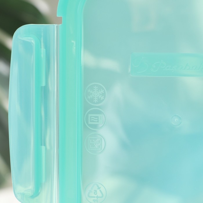 Контейнер из жаропрочного стекла, с крышкой, 600 мл, цвет бирюзовый