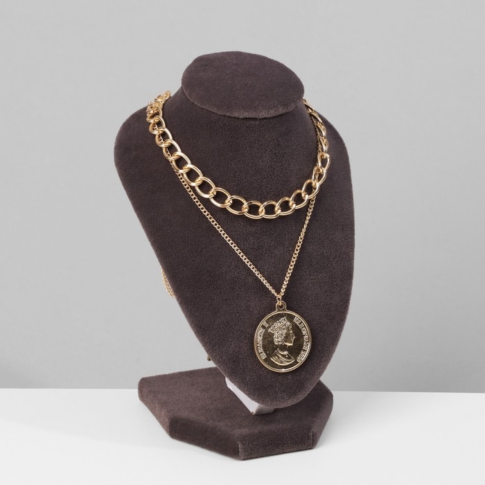 Бюст для украшений, 10&times;7,5&times;15 см, h=15 см, флок, цвет серый графит