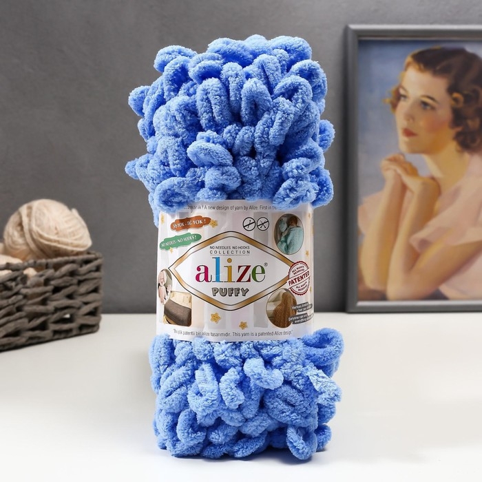 Пряжа Пряжа "Puffy" 100 % микрополиэстер 9м/100г (289 т.голубой)