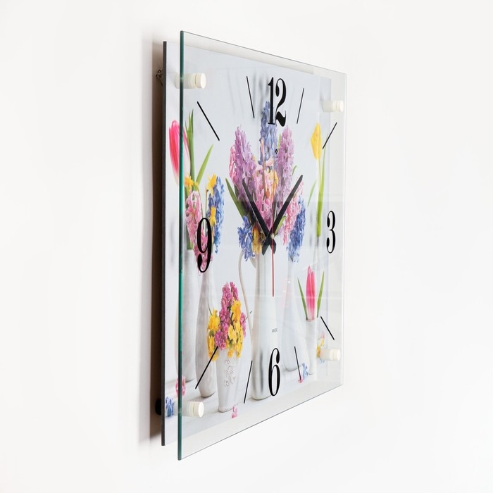 Часы настенные, интерьерные Часы настенные, интерьерные "Цветы в вазах" 40х56 см, бесшумные
