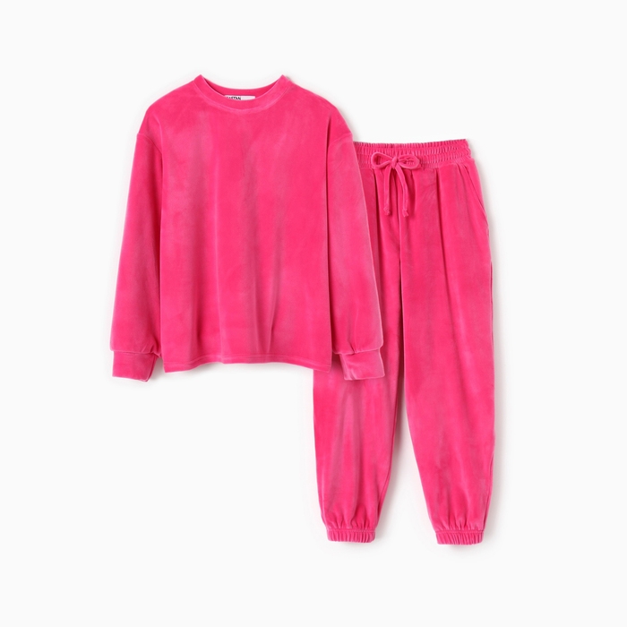 Костюм детский (свитшот, брюки) KAFTAN Plushy р.36 (134-140), фуксия