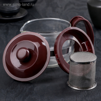 Чайник стеклянный заварочный &laquo;Бруно&raquo;, 750 л, 16&times;11,5&times;13 см, с металлическим ситом, цвет коричневый