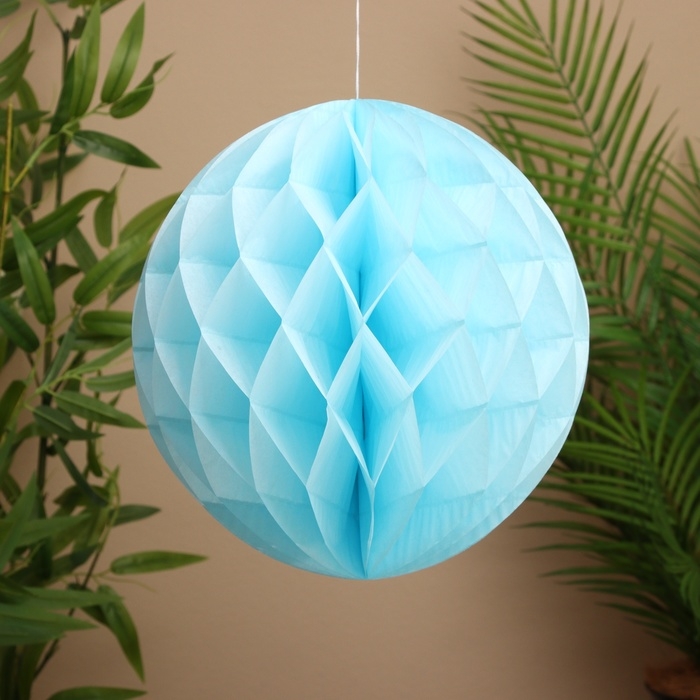 Шар бумажный декоративный, диаметр 30 см, цв. голубой Шар бумажный декоративный, диаметр 30 см, цв. голубой