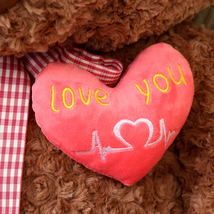 Мягкая игрушка «Медведь» с сердцем, 80 см, цвет коричневый Мягкая игрушка «Медведь» с сердцем, 80 см, цвет коричневый