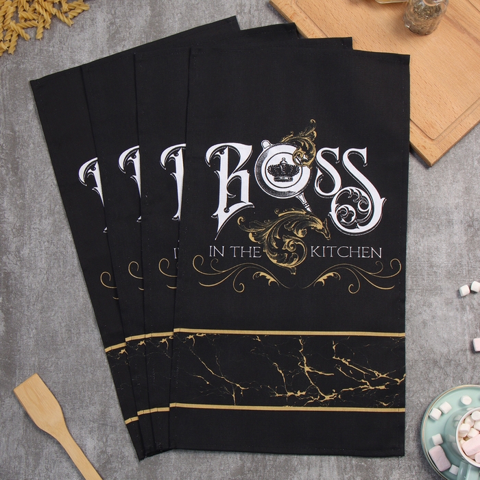 Набор кух. Полотенец Набор кух. Полотенец "Доляна" Boss 35х60 см - 4шт, 100% хл, 160г/м2