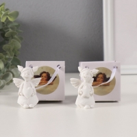 Сувенир полистоун "Девочка ангел с двуми хвостиками" белый МИКС 3,5х3х5,5 см