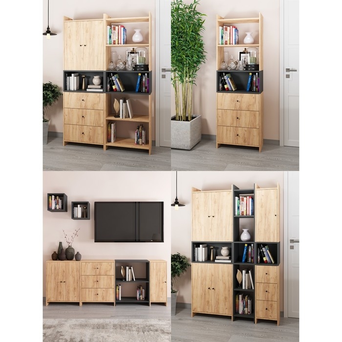 Комод 3Я-600, 600х300х776, Квадро/Дуб золотой крафт Комод 3Я-600, 600х300х776, Квадро/Дуб золотой крафт