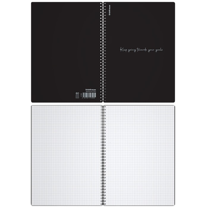 Тетрадь A4 на спирали, 80 листов в клетку, ErichKrause Words, пластиковая обложка, блок офсет 100% белизна, чёрная Тетрадь A4 на спирали, 80 листов в клетку, ErichKrause Words, пластиковая обложка, блок офсет 100% белизна, чёрная