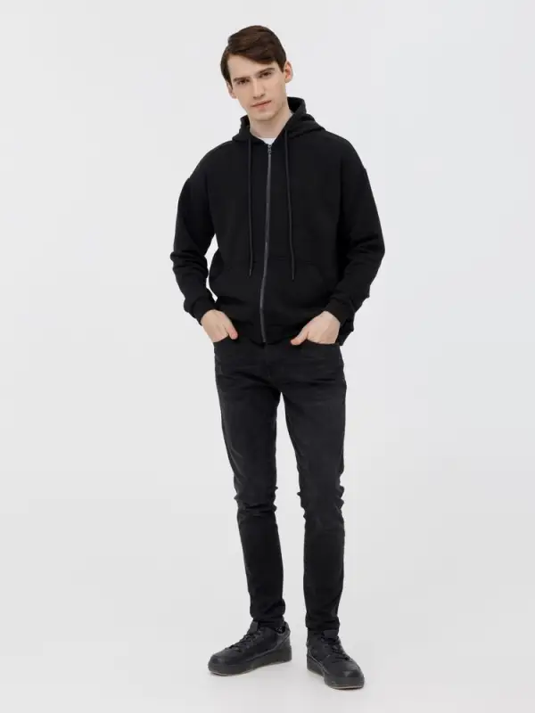 Толстовка унисекс оверсайз на молнии Zippy Terry, черная, размер M/L
