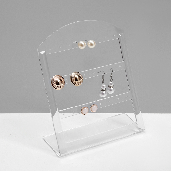 Подставка под серьги на 12 пар, 14&times;6&times;18 см,, оргстекло 3 мм, прозрачная, В ЗАЩИТНОЙ ПЛЁНКЕ