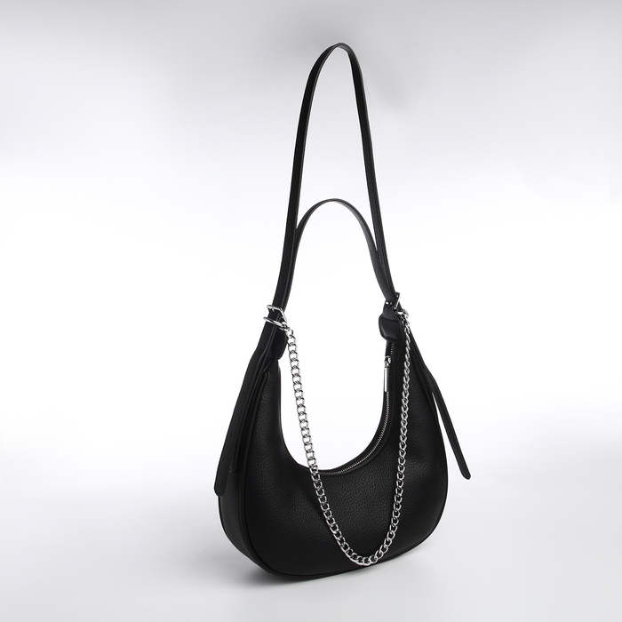 Сумка женская хобо на молнии TEXTURA, средний размер, цвет чёрный Сумка женская хобо на молнии TEXTURA, средний размер, цвет чёрный