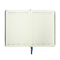 Ежедневник НЕдатированный А5, 136 листов в линейку, кожзам "Небраска", серебряный срез, синий Ежедневник НЕдатированный А5, 136 листов в линейку, кожзам "Небраска", серебряный срез, синий