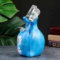 Копилка "Мешок - На добрые дела" голубая, 17см