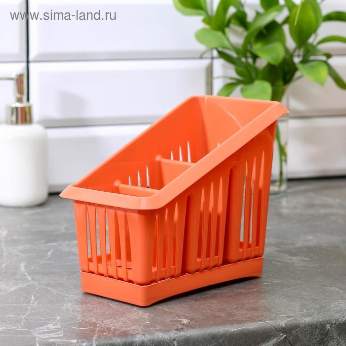 Подставка для столовых приборов Plastic Centre &laquo;Лилия&raquo;, 3 секции, поддон, цвет МИКС