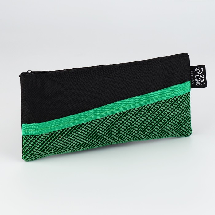 Пенал школьный текстильный &laquo;1 сентября: Чёрная с сеткой&raquo;, 21*10 см