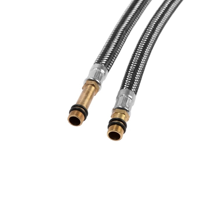 Подводка гибкая для смесителя ZEIN, фибро-нейлон, 1/2", М10, 60 см, набор 2 шт, черная