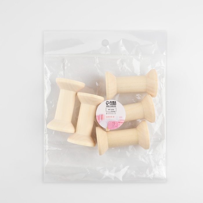 Набор деревянных катушек без покрытия, 5 шт, d = 3 &times; 5 см