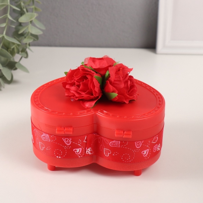 Шкатулка музыкальная механическая Шкатулка музыкальная механическая "Нежные розы" красная 12х13,5х10,5 см