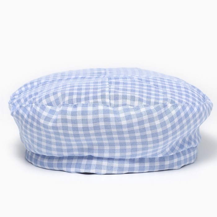 Берет в клетку, цвет голубой, р-р 56см Берет в клетку, цвет голубой, р-р 56см