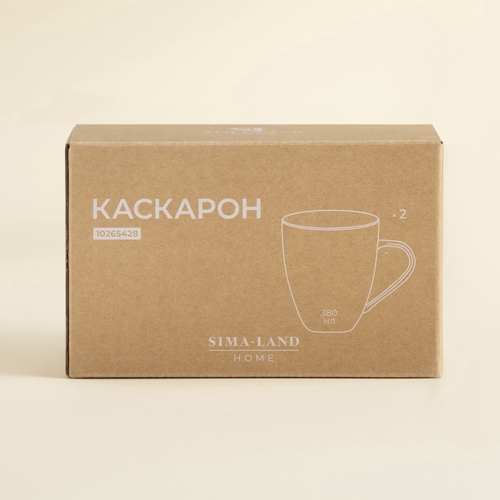 Кружки SL Home &laquo;Каскарон&raquo;, 380 мл, 11,8&times;8,5&times;10,4 см, набор 2 шт, костяной фарфор, белые