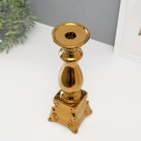 Подсвечник керамика на 1 свечу "Нуово" d=1,5 см золото 10х10х31,5 см Подсвечник керамика на 1 свечу "Нуово" d=1,5 см золото 10х10х31,5 см