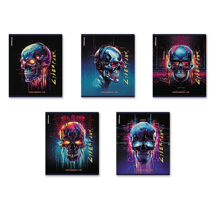 Тетрадь 48 листов в клетку, ErichKrause Cyberpunk, обложка мелованный картон, металлизированная ламинация, твин-лак, блок офсет 100% белизна, МИКС Тетрадь 48 листов в клетку, ErichKrause Cyberpunk, обложка мелованный картон, металлизированная ламинация, твин-лак, блок офсет 100% белизна, МИКС