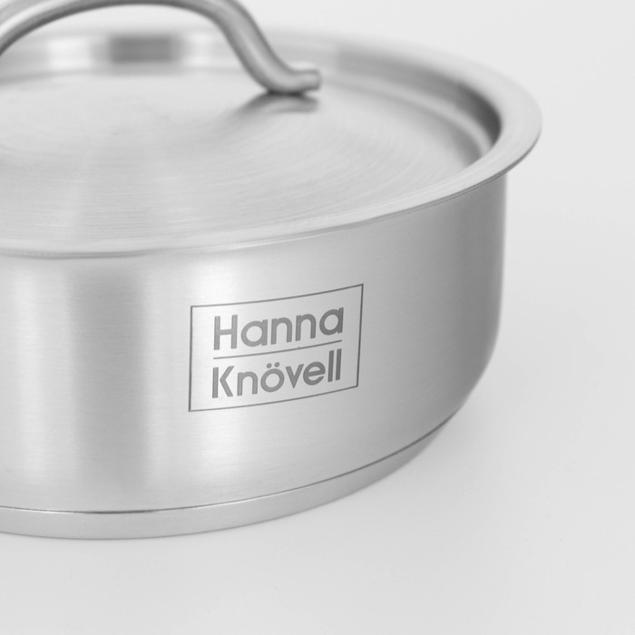 Сотейник из нержавеющей стали с крышкой Hanna Kn&ouml;vell, 1,2 л, d=16 см, h=6,5 см, толщина стенки 0,8 мм, индукция