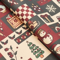 Новый год. Бумага упаковочная крафт белый "Календарь счастья", 70 х 100 см,1 лист, Новый год. Бумага упаковочная крафт белый "Календарь счастья", 70 х 100 см,1 лист,