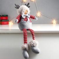 Кукла интерьерная "Мальчишка в шапке с рожками, серо-красный" длинные ножки 54х17х11,5 см Кукла интерьерная "Мальчишка в шапке с рожками, серо-красный" длинные ножки 54х17х11,5 см