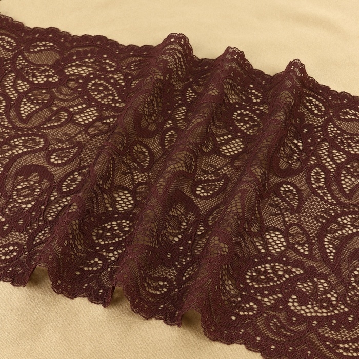 Кружевная эластичная ткань, 240 мм &times; 2,7 &plusmn; 0,5 м, цвет шоколадный