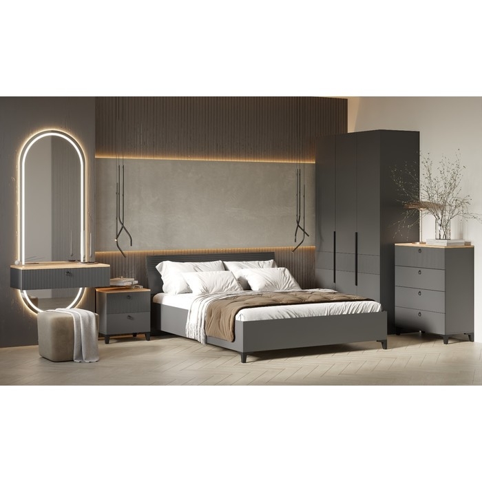 Комод с 4 ящиками Ника, 800х410х916, Графит/Дуб/Эйфория МДФ