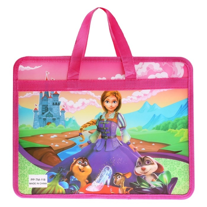 Папка с ручками пластиковая А4, 37 х 22 х 5 см Папка с ручками пластиковая А4, 37 х 22 х 5 см "Принцесса"