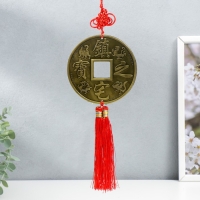 Подвеска металл "Монета с драконом и фениксом с узлом счастья" 40х13х1,3 см Подвеска металл "Монета с драконом и фениксом с узлом счастья" 40х13х1,3 см