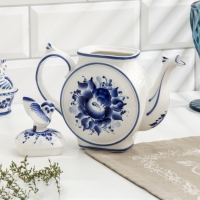 Чайник "Сова", 22 х 8 х 20 см, гжель, кобальт Чайник "Сова", 22 х 8 х 20 см, гжель, кобальт