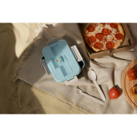 Ланч - бокс пластиковый Доляна &laquo;Фламинго&raquo;, 22&times;16&times;7,5 см, 2 отделения, вилка, ложка, цвет МИКС