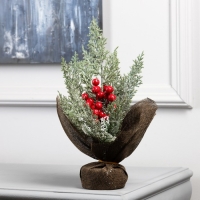 Фигура светодиодная &laquo;Рябина под снегом&raquo; 32 x 23 x 20 см, 20 LED, батарейки AG13x3 (в комплекте), свечение тёплое белое