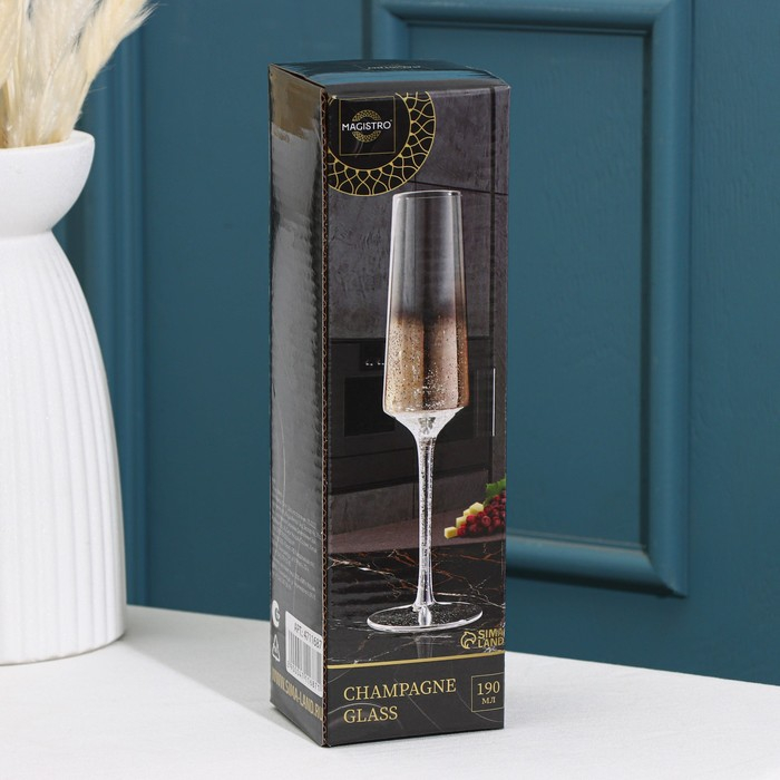 Бокал для шампанского стеклянный Magistro «Мерцание», 190 мл, 7×24,5 см, цвет золотой Бокал для шампанского стеклянный Magistro «Мерцание», 190 мл, 7×24,5 см, цвет золотой