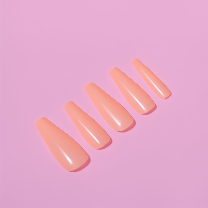 Накладные ногти, 100 шт, форма балерина, в контейнере, цвет персиковый